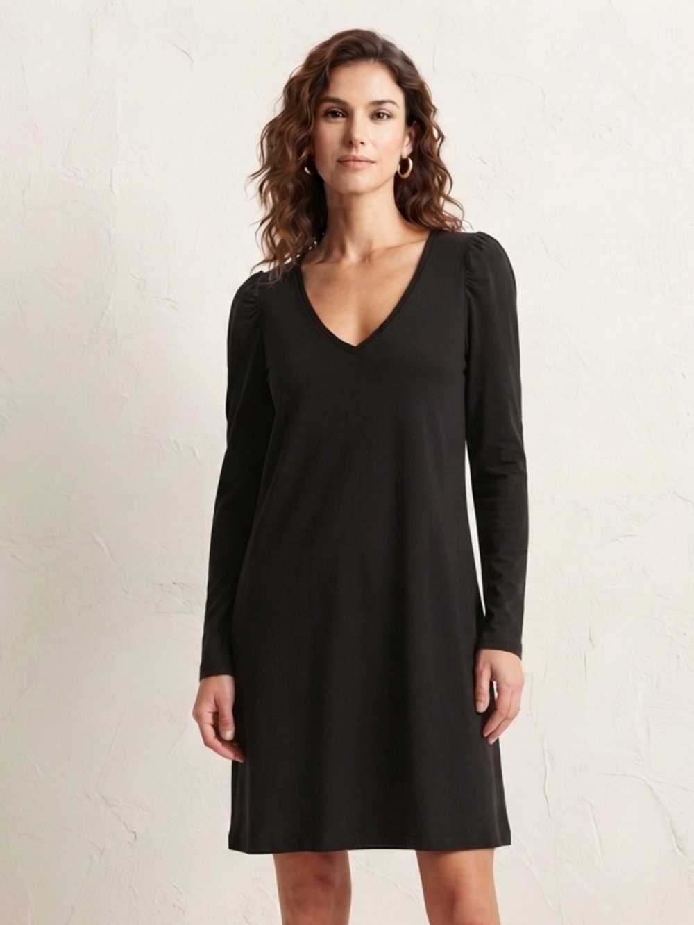 Nation LTD Sz M Black Casual Relaxed Puff Sleeves Cotton Tee Shirt Dress